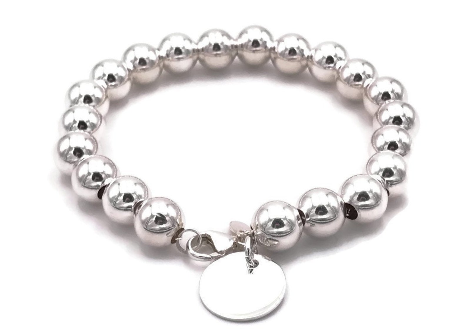 10mm Silver Ball Bracelet 925 Sterling Silver Ball Bead Etsy