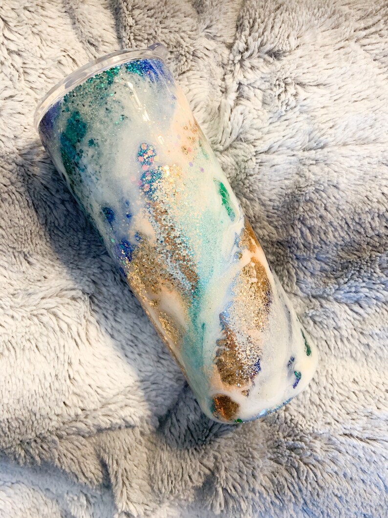 Marble customizable glitter epoxy tumbler Etsy