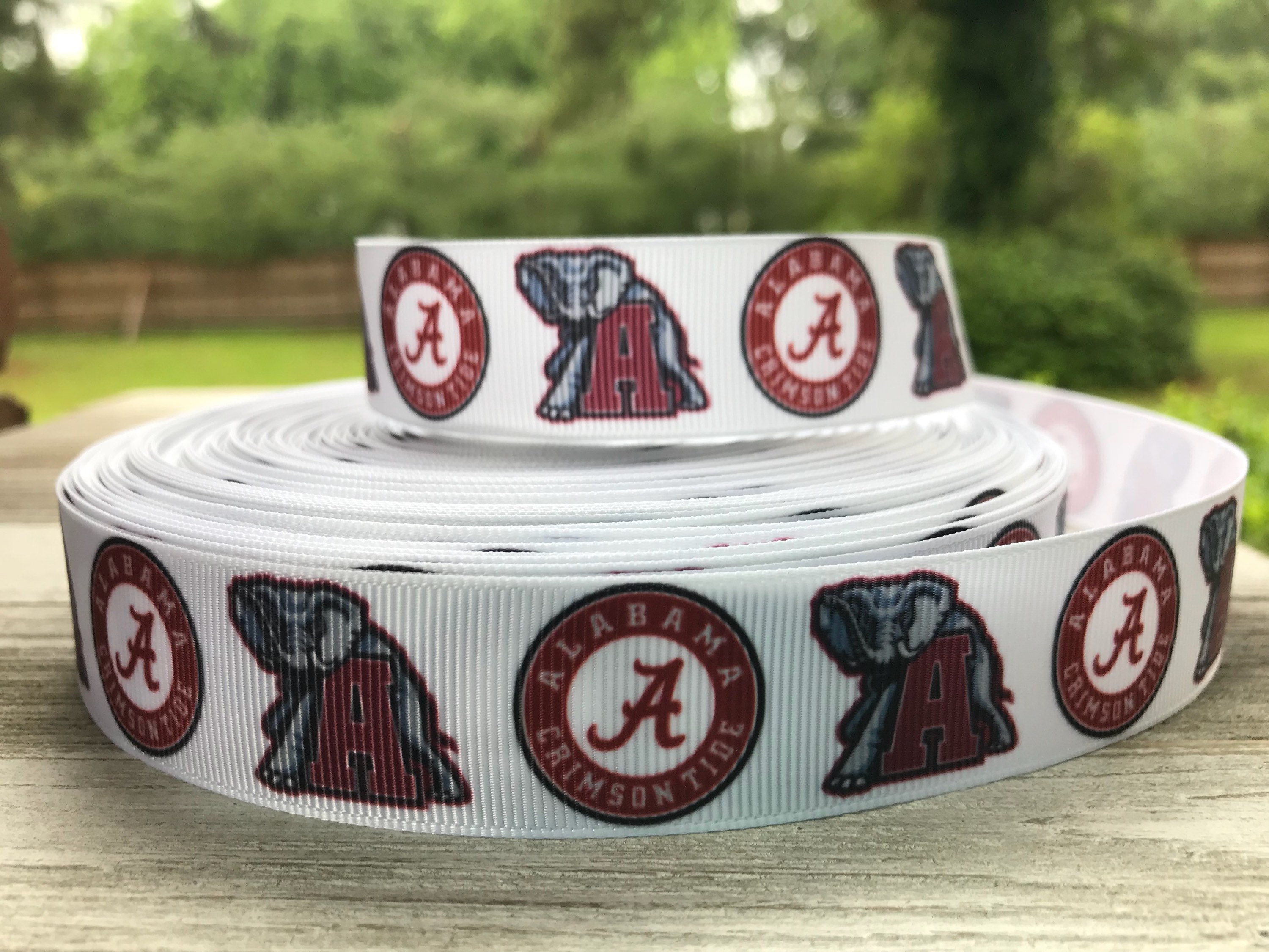 By the Yard 1" Big Al Football Alabama University Alabama Grosgrain Ribbon Lisa By the Yard 1" Big Al Football Alabama University Alabama Grosgrain Ribbon Lisa
