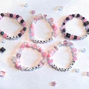 custom BLACKPINK stretchy beaded bracelets (custom COLOR, custom MEMBER lisa rose jennie jisoo blackpink)