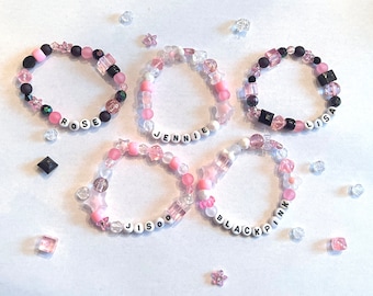 custom BLACKPINK stretchy beaded bracelets (custom COLOR, custom MEMBER lisa rose jennie jisoo blackpink)