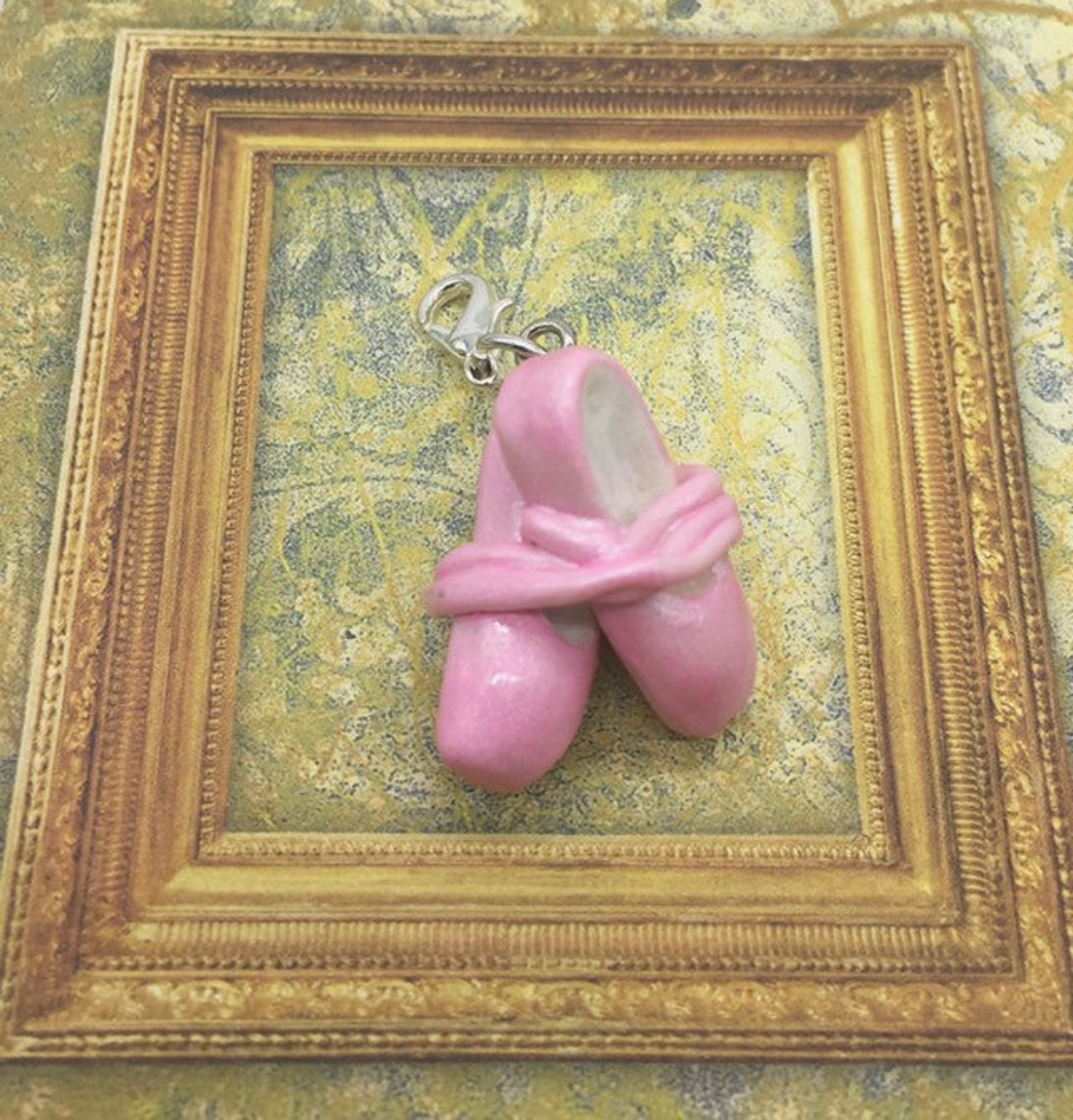 ballet shoes charm - handmade porcelain charm - ballerina gift - toe shoes necklace - gift for her - toe shoe pendant - pink sho