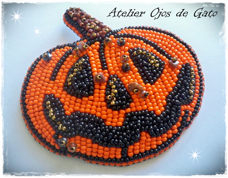 Pumpkin Brooch-Bead Embroidery