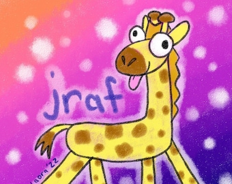 Giraffe Jraf Funny Meme Crayon Bad Drawing Goober Holographic Waterproof Vinyl Sticker