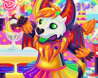 Custom  80's 90's 2000's Lisa Rainbow Frank Inspired Custom Furry Fursona Art Badge Commission