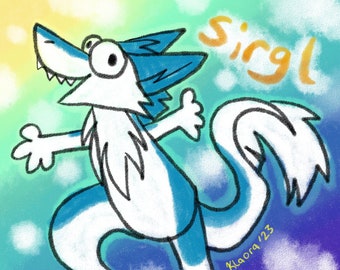 Sergal Sirgl Furry Funny Bad Drawing Crayon Goober Holographic Vinyl Sticker