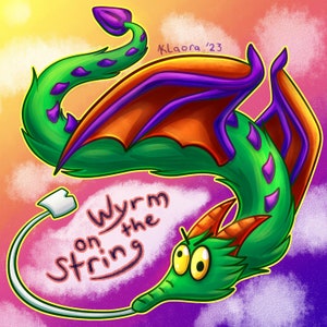 Wyrm Worm on a String Dragon Furry Holographic Waterproof Vinyl Sticker