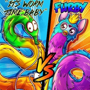 Long Furby VS Worm on a String Posterdruck 11x17