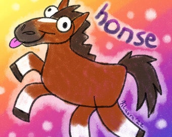 Horse Honse Bad Drawing Cartoon Meme Furry Goober Holographic Waterproof Vinyl Sticker