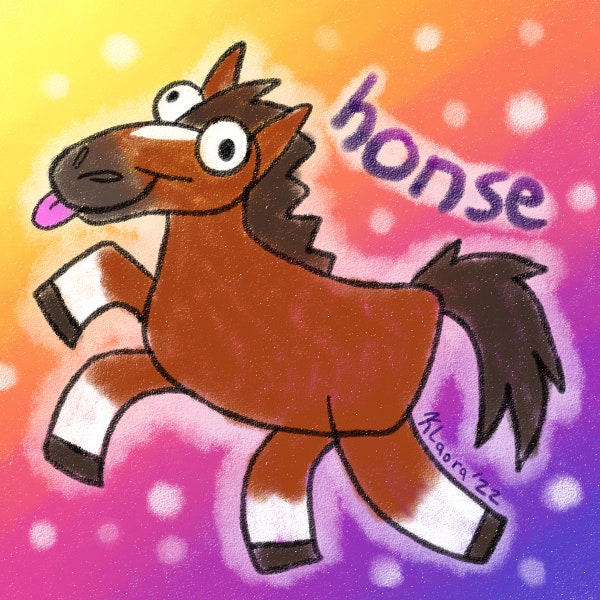 Horse Honse Bad Drawing Cartoon Meme Furry Goober Holographic Waterproof Vinyl Sticker