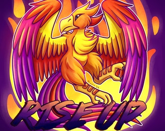 Rise Up Phoenix Firebird Motivational Furry Holographic Waterproof Vinyl Sticker