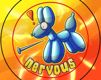 Nervous Anxious Balloon Dog Furry Anxiety Mental Health 2.25 Inch Button Badge