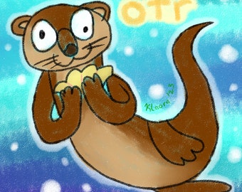 Otter Otr Bad Drawing Crayon Furry Kidcore Goober Holographic Waterproof Vinyl Sticker