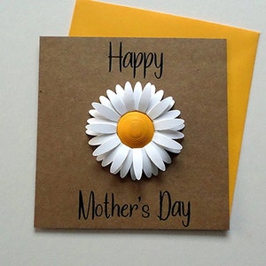 Mothers Day Card with Quilled Daisy - Mother's Day Daisy Card - Card for Mum