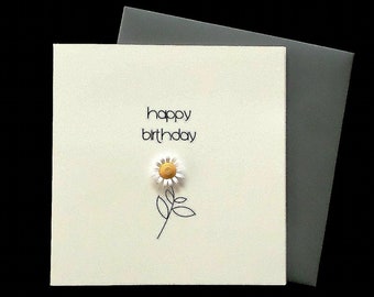 Daisy Birthday Card - Birthday Card with Handmade Quilled Daisy