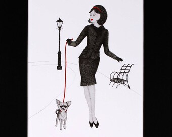Chien Imprimé Sans Cadre Crayon De Dessin Dune Fille De Etsy