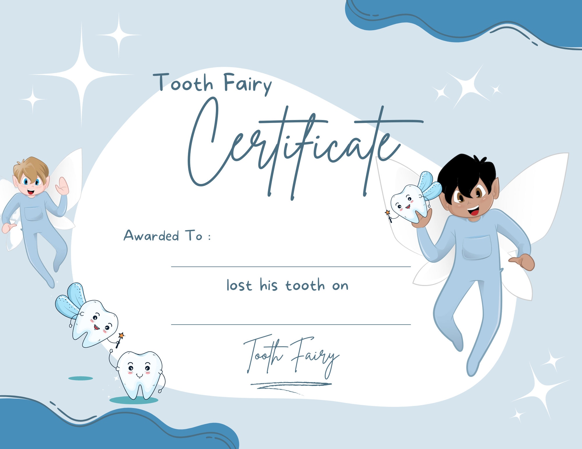 Tooth Fairy Fairy Certificate Lost Tooth Print at home Instant Tooth Fairy Fairy Certificate Lost Tooth Print at home Instant