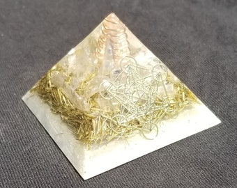 Orgonite® Pyramid Energy Healing Orgone® Pyramid Small Metatron celenite & quartz crystal EMF / RF Protection