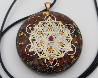 Orgonite® Pendant, Metatrons cube 64 tetrahedron orgone® amulet pendant for Protection of  EMF & RF radiaton from cellphones