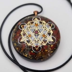 Orgonite® Pendant, Metatrons cube 64 tetrahedron orgone® amulet pendant for Protection of  EMF & RF radiaton from cellphones