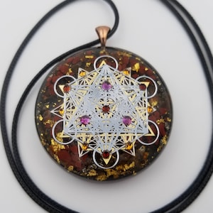 Orgonite® Pendant, Metatrons cube 64 tetrahedron orgone® amulet pendant for Protection of  EMF & RF radiaton from cellphones