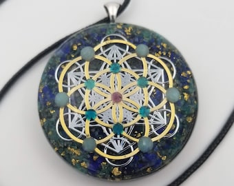 Orgonite® Metatrons seed of life orgone® amulet pendant for EMF & RF radiaton Protection from cellphones
