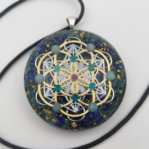 Orgonite® Metatrons seed of life orgone® amulet pendant for EMF & RF radiaton Protection from cellphones