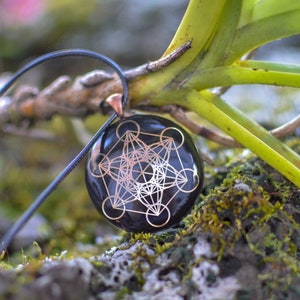 Orgonite® Pendant Metatron merkaba orgone® amulet with quartz crystal pendant cell phone EMF Protection image 2