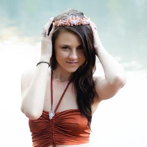 Crystal crown rustic orange aura quartz crystal tiara moon goddess