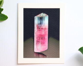 Crystal Art Print of Bi-Color Tourmaline from Afghanistan