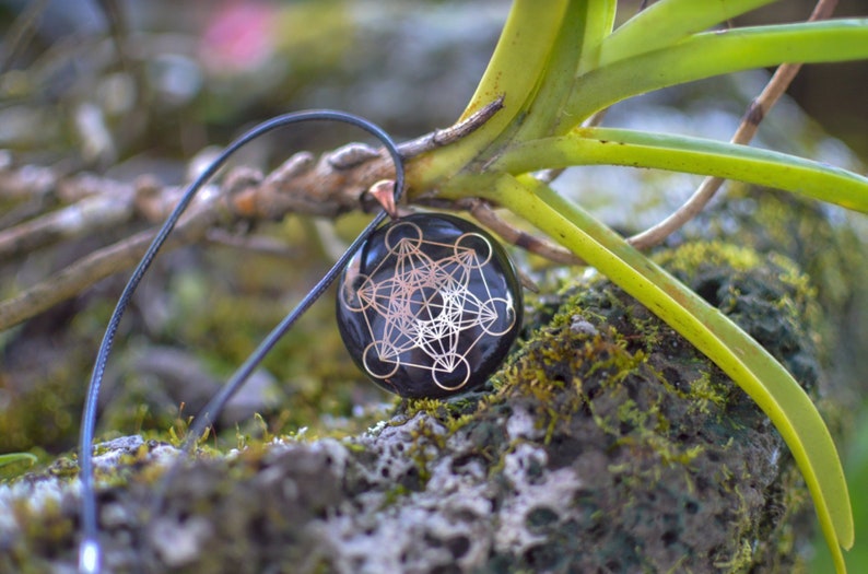 Orgonite® Pendant Metatron merkaba orgone® amulet with quartz crystal pendant cell phone EMF Protection image 5