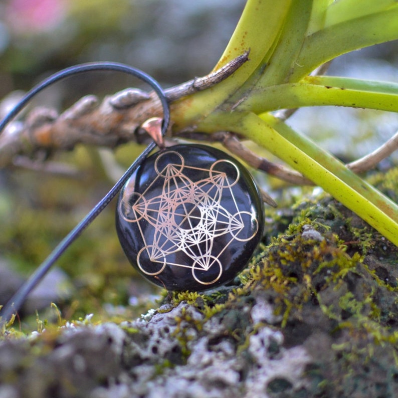 Orgonite® Pendant Metatron merkaba orgone® amulet with quartz crystal pendant cell phone EMF Protection image 2