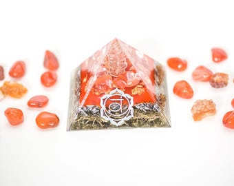 Medium Pyramid Chakra Series with Orange Carnelian, Sacral/Hara Chakra Pryamid