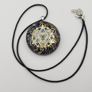 Orgonite® Pendant, Metatrons cube 64 tetrahedron orgone® amulet pendant for Protection of EMF & RF radiaton from cellphones image 2