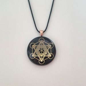 Orgonite® Pendant Metatron merkaba orgone® amulet with quartz crystal pendant cell phone EMF Protection image 3