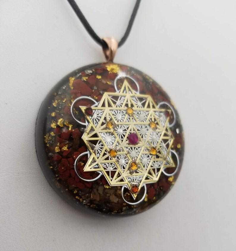 Orgonite® Pendant, Metatrons cube 64 tetrahedron orgone® amulet pendant for Protection of EMF & RF radiaton from cellphones image 2