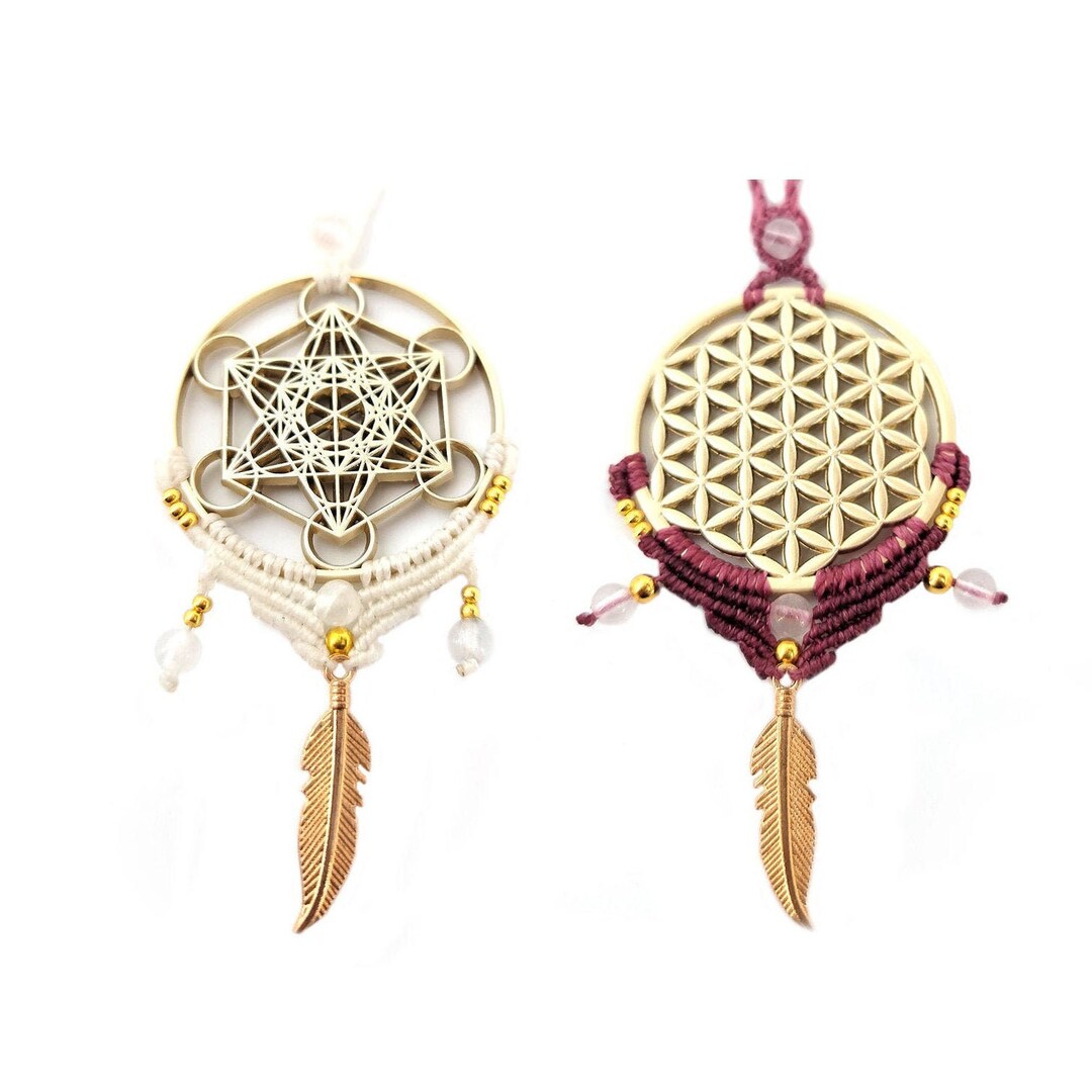 Metatrons Cube & Flower of Life Hand Made Macrame Sacred Geometry ...