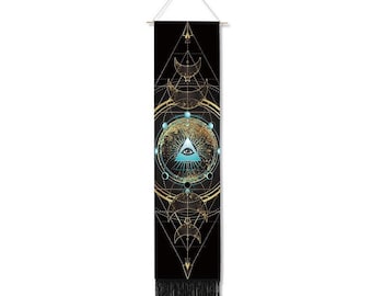 Mondphase alles sehende Auge der Vorsehung Wanddekor-hängendes Banner