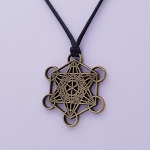 Metatrons cube talisman pendant merkaba star tetrahedron amulet, Archangel Metatrons cube sigil with 5 platonic solids