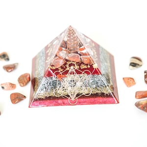Orgonite® Pyramid Pyramid Metatron Orgone® Pyramid Series with Red Jasper, Root Chakra