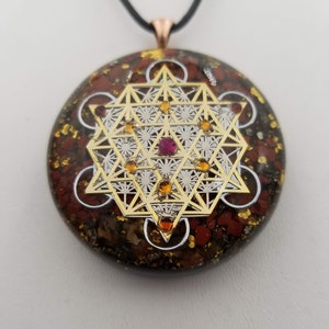 Orgonite® Pendant, Metatrons cube 64 tetrahedron orgone® amulet pendant for Protection of EMF & RF radiaton from cellphones image 4