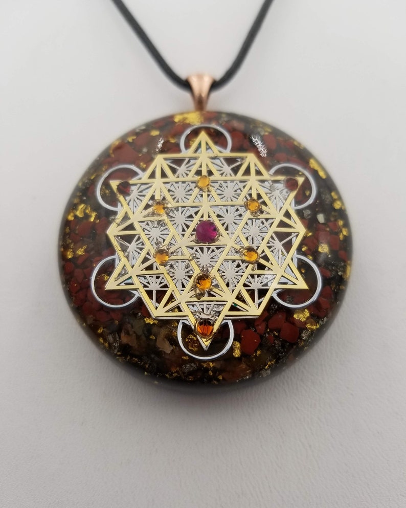 Orgonite® Pendant, Metatrons cube 64 tetrahedron orgone® amulet pendant for Protection of EMF & RF radiaton from cellphones image 4