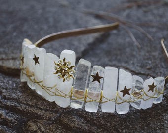 Crystal crown clear quartz crystal tiara solar goddess