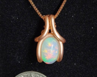 Opal crystal pendant wire wrap with chain Little mini micro wire wrapped opal necklace