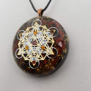 Orgonite® Pendant, Metatrons cube 64 tetrahedron orgone® amulet pendant for Protection of EMF & RF radiaton from cellphones image 2