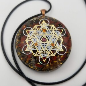 Orgonite® Pendant, Metatrons cube 64 tetrahedron orgone® amulet pendant for Protection of EMF & RF radiaton from cellphones image 3