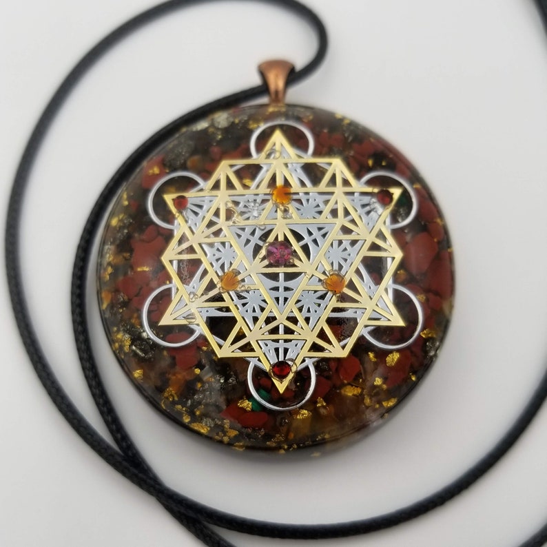Orgonite® Pendant, Metatrons cube 64 tetrahedron orgone® amulet pendant for Protection of EMF & RF radiaton from cellphones image 3