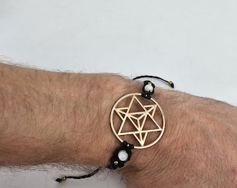 Merkaba bracelet Hand Made Macrame star tetrahedron sacred geometry boho bracelet Metatrons Cube grid bracelet star of David bohemian