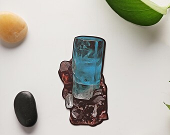 Crystal Art Sticker of Aquamarine Smoke Quartz from Erongo, Namibia
