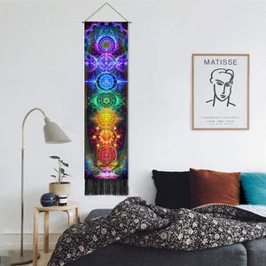 7 chakra sacred geometry wall decor hanging banner